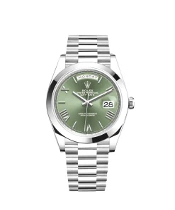 Rolex Day-Date 40 228206 Platinum President Olive Green Dial