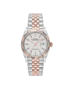 Rolex Datejust 36 126231 Rose Gold Stainless Steel Silver Fluted Motif Dial