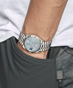 Alternative view of Rolex Day-Date 36 128236 Platinum Ice Blue Baguette Dial