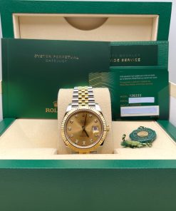Alternative view of Rolex Datejust 41 126333 Yellow Gold Stainless Steel Champagne Diamond Dial Jubilee