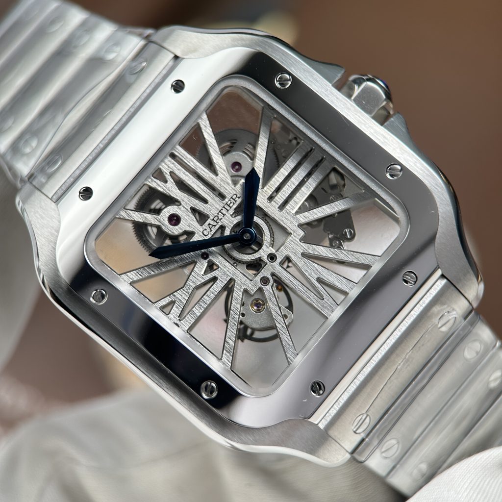 Đồng Hồ Cartier Santos de Cartier Chế Tác Lộ Cơ Skeleton Nhà Máy MLF 39.8mm