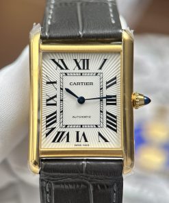 Alternative view of Cartier Tank Louis Gold-Plated White Dial Gray Leather Strap 27.8×38.1mm