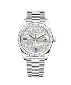 Rolex Day-Date 40 228396TBR Platinum Diamond Bezel Diamond-Paved Sapphire Dial