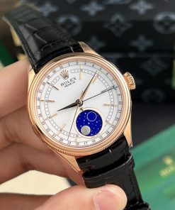 Rolex Cellini 50535 Replica Watch Everose Gold Leather Strap 39mm
