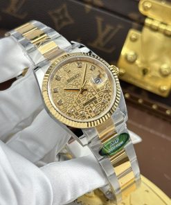 Alternative view of Rolex DateJust High Quality Fake Yellow Dial Oyster Strap AR Factory 36mm