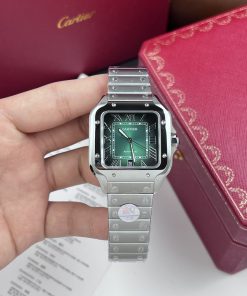 Alternative view of Cartier Santos de Cartier WSSA0062 Green Dial Watch BV Factory 39.8mm