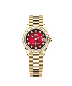 Rolex Datejust 31 278288RBR ‘Ladies’ Yellow Gold Red Ombre Dial Diamond Bezel (2025)